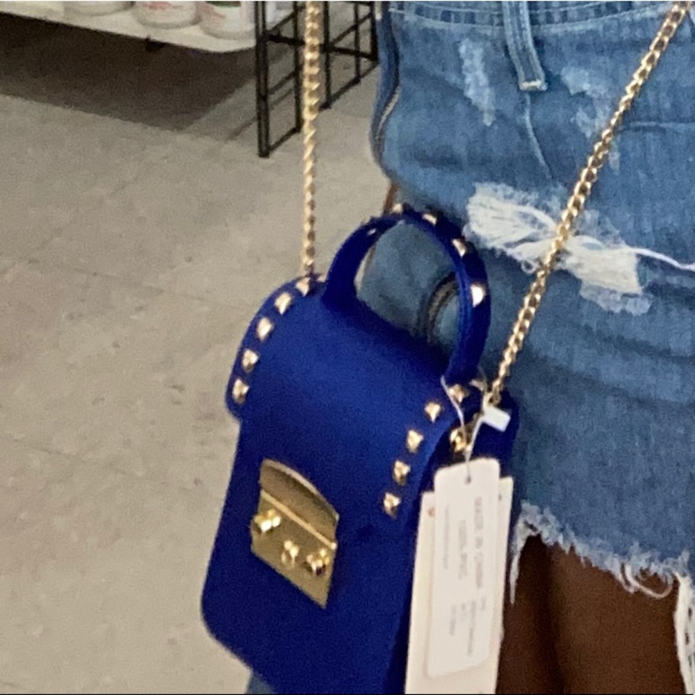 Royal blue and gold Clutch crossbody purse or hand bag